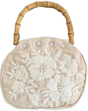 Pick Happy Bermuda Bag Canvas Floral Embroidery - Metallic
