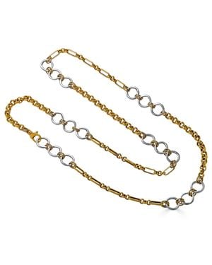 Loni Paul Jewelry Mixed Metal Long Circle Necklace - Metallic