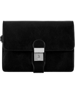 Time Resistance Leather Clutch Purse - Black