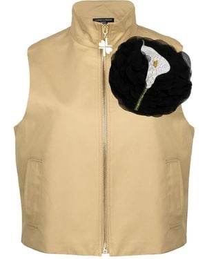 House of Laines London Neutrals Laines Couture Hand Embellished Lily Flower Cropped Trench Gilet - Natural