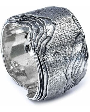 German Kabirski Inari Oxidized Sterling Wide Layered Ring - Metallic