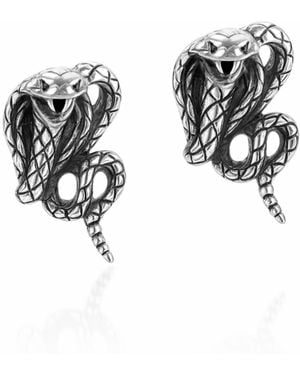 Unaloe Sterling Serpent Stud Earrings – Also Perfect For Second Piercing - Black