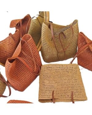 Springmoonatelier Neutrals Raffia Mesh Bags Cream - Brown