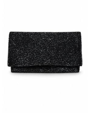 Pick Happy Steel Cut Beaded Petite Clutch - Black