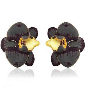 Milou Jewelry Orchid Flower Earrings - Grey
