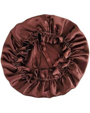 Marche' Du Luxe Pure Silk Double Layered Cap Adjustable Straps Coffee