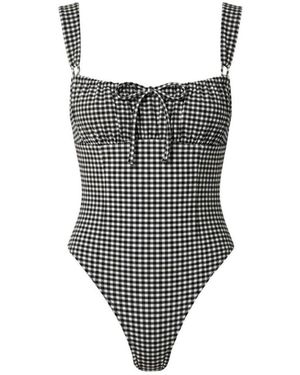 Montce Micro Gingham Victoria One-Piece - Gray