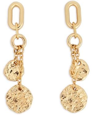 Saachi Hammered Coin Chain Earrings - Metallic