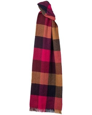 Kinalba Deluxe Foxglove Block Check Cashmere Scarf - Red