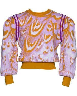 Essien & Emre Levia Merino Wool Knitted Pattern Jumper Mauve - Pink