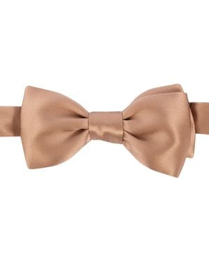 LE COLONEL Milk Coffee Silk Bow Tie - Brown