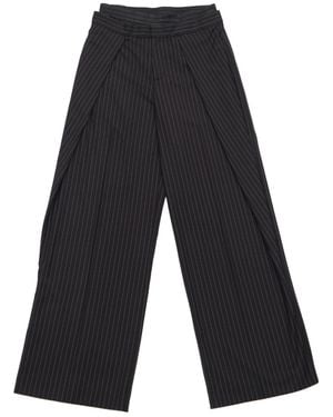 Circular Path Satin Waistband Pinstripe Pant - Grey