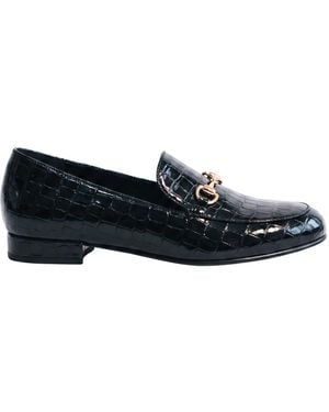Luna Selene Grace Croc Print Patent Leather Loafer - Blue