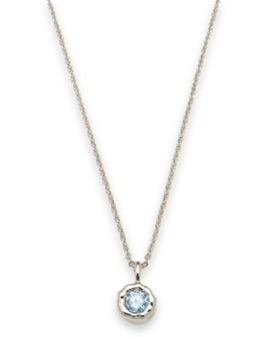 Classicharms Skyler Molten Mini Solitaire Aquamarine Pendant Necklace - Metallic