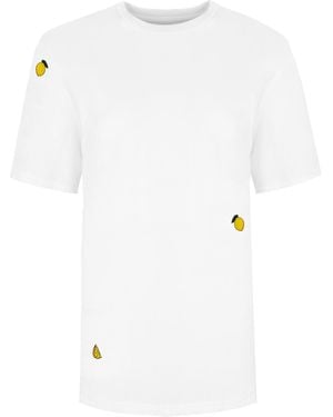 INGMARSON Lemon Embroidered Organic Cotton T-Shirt - White
