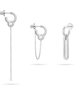 Meulien Mismatched Geometric Link Earrings - White