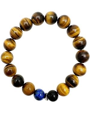 Farra Tiger-Eye With Lapis Bracelet - Metallic