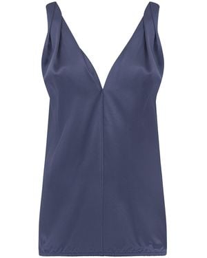 The Summer Edit Lily Silk Twist Strap Camisole - Blue