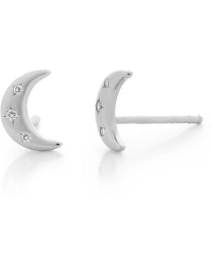 Nellou Jewellery Starlit Moon Stud Earrings - Metallic