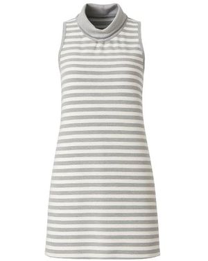 Conquista Polo Neck Striped Dress - Grey
