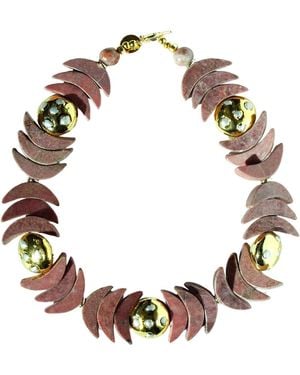 Edgar Navarro Jewelry Edgar Navarro Moon Phases Necklace With Jasper And-Plated Pearl Encrusted Beads - Metallic