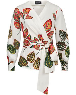 Marianna Déri Wrap Blouse With Leaf Print - White