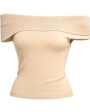 Tantra Spain Sl Neutrals Knitted Top With Lurex, Boat Neck - Natural