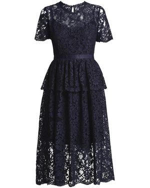 Rumour London Lucia Lace Midi Dress With Peplum - Blue