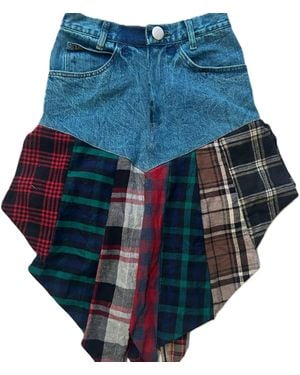 Zasta Studio Deconstructed Flannel Skirt I - Blue