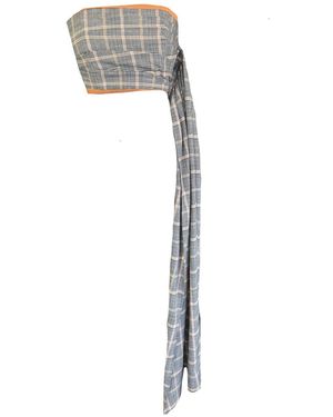 Mirimalist Plaid Drape Bustier - Metallic