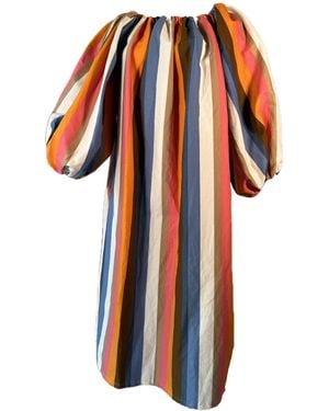 Monica Mahoney Cotton Cabana Stripe Dress - Red