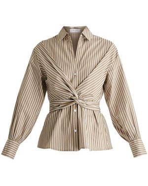 Paisie Neutrals Wrap Tie Waist Shirt - Natural
