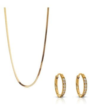 Evie Jewelry Sidewalk Necklace + Transition Sleeper Huggie Hoop Earrings - Metallic