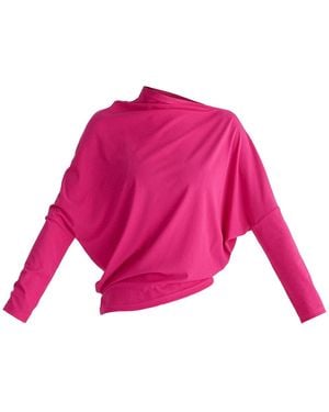 Paisie Asymmetric Draped Lyocell Jersey Top - Pink