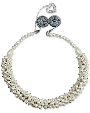 Bellus Domina Wedding Collection Beaded Choker Necklace - Metallic