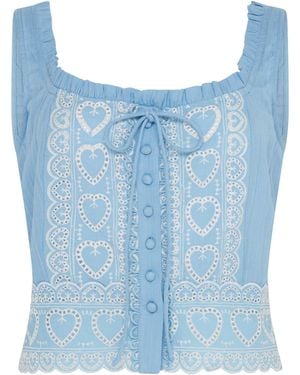 Rose & Nancy Harri Cotton Heart Cami Top - Blue