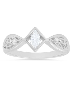 Kylie Harper Sterling Petite Vintage Marquise-Cut Filigree Ring - White