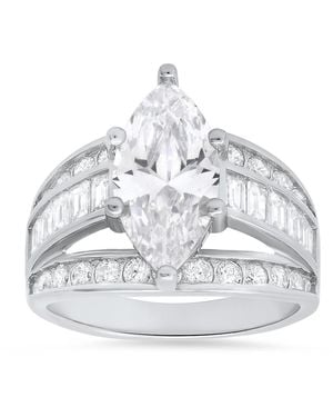Kylie Harper Marquise Cut Diamond Cz Cocktail Statement Ring - Metallic