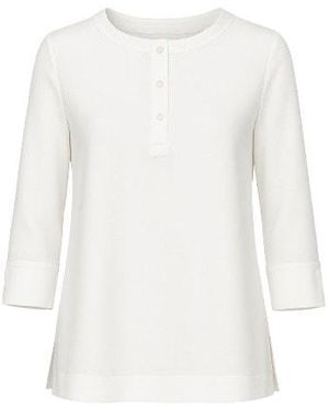 Conquista Neutrals Button Detail Top - White