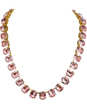Laura Gray Light Crystal Square Cut Necklace - Brown