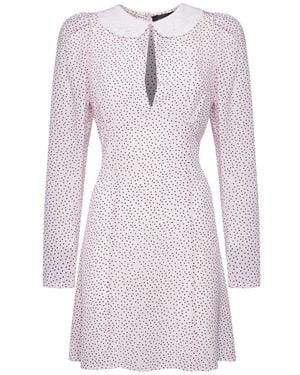 SVETA Milano Seattle Polka-Dot Silk Dress With Embroidered Collar - Purple