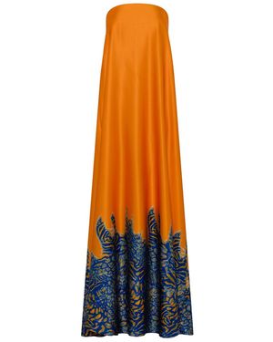Belyed Handcraft Yasmine – Strapless Silk Maxi Dress By Belyed - Orange