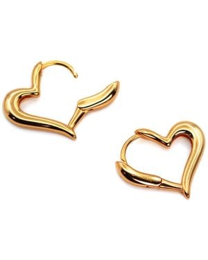 VicStoneNYC Fine Jewelry Lovely Heart Hoop Earrings - Metallic