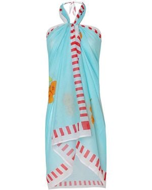 DHARA SHETH DUBAI Azure Bloom Floral Resort Tube-Style Sarong - Blue