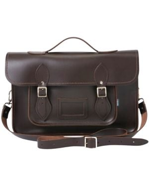 Zatchels Handmade Leather Backpack Satchel -Dark - Black