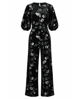 Traffic People Swan Song Velvet Metallic Floral Charlie Jumpsuit - Black
