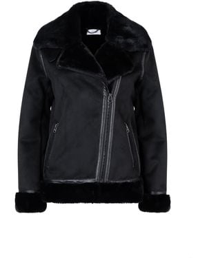 ISSY LONDON Kate Faux Shearling Jacket Biker - Black