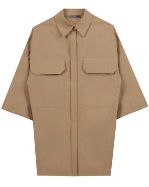 InAvati Oversized Short Sleeve Sand-Colored Shirt - Natural