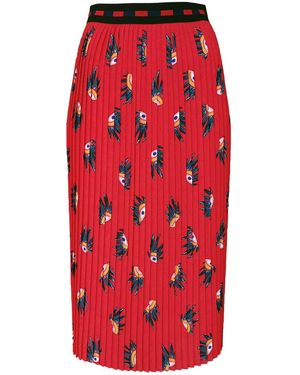 Lalipop Design Eyes On Midi Pleated Skirt - Red