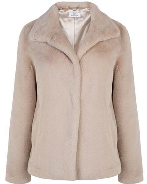 ISSY LONDON Neutrals Ava Faux Fur Coat Pale Blush - Natural